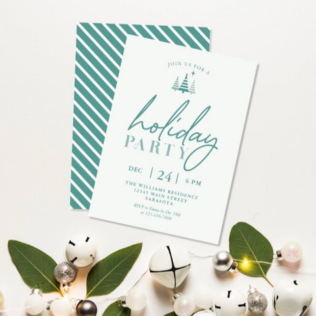 Simple Holiday Christmas Party Invitation Green (Creator Uploaded)