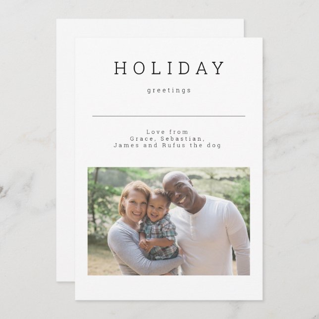 Simple Holiday Greetings Photo Personalised Card (Front/Back)