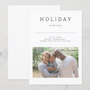 Simple Holiday Greetings Photo Personalised Card