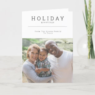 Simple Holiday Greetings Photo Personalised Card
