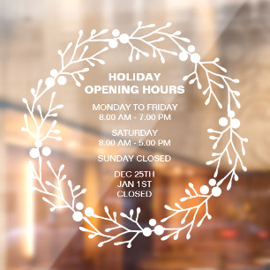 Simple Holiday Opening Hours Sign, Christmas 
