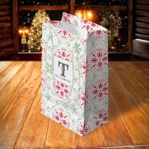 Simple Holiday Snowflake Christmas Monogram Small Gift Bag