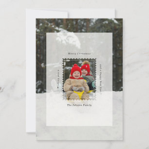 Simple Holly Stamp Merry Christmas Photo Holiday Card
