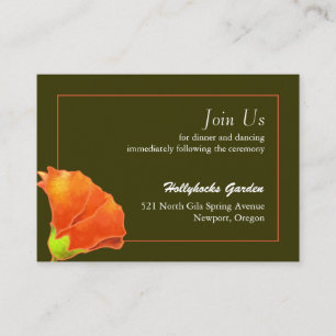 Simple Hollyhock Wedding Reception Enclosure Card