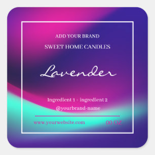 Simple Holographic lavender ingredients product Square Sticker