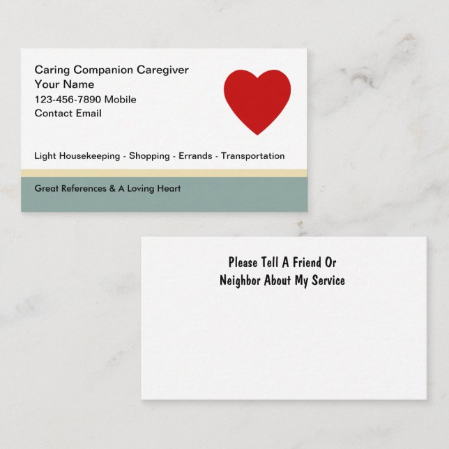 Simple Home Caregiver Business Cards Design (Front/Back)
