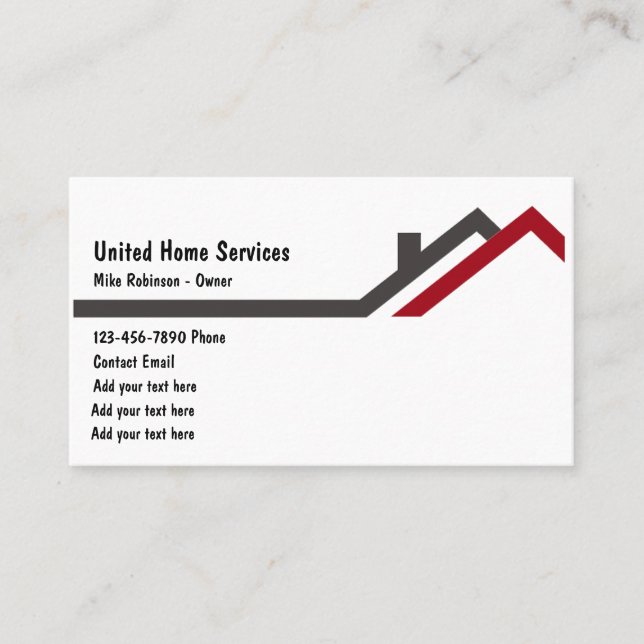 Simple Home Services Construction Business Cards (Front)