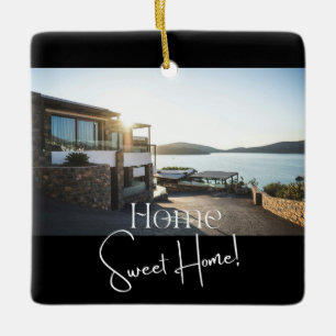 Simple Home Sweet Family New Home Photo Keepsake  Ceramic Ornament