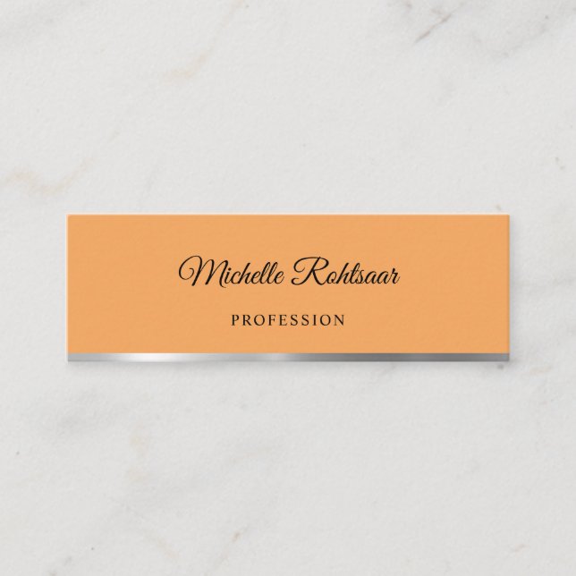 Simple Homebody Orange Metallic Mini Business Card (Front)