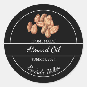 Simple Homemade Almond Oil Label Black
