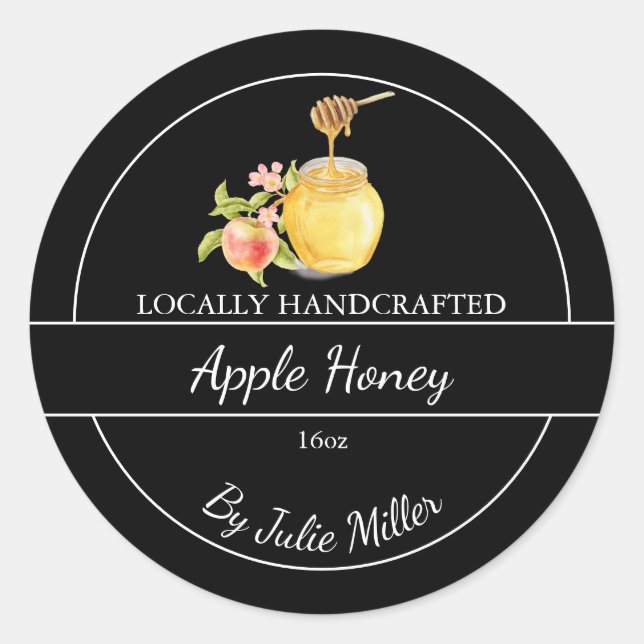 Simple Homemade Apple infused Honey Label (Front)