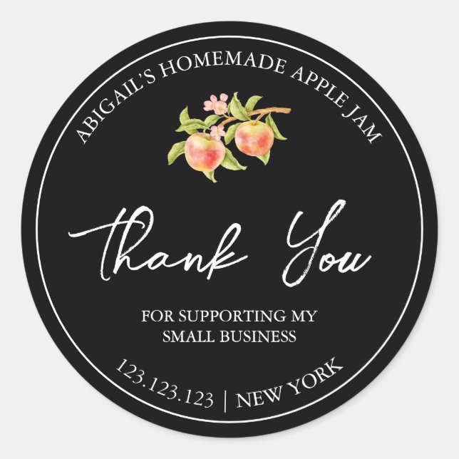 Simple Homemade Apple Jam Thank You Label (Front)