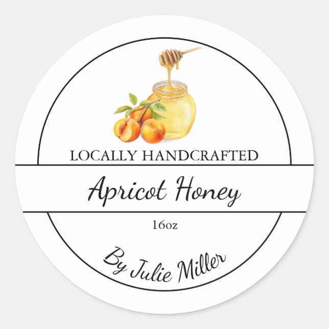 Simple Homemade Apricot infused Honey Label (Front)