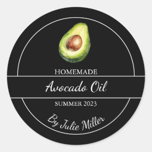 Simple Homemade Avocado Oil Label   Black
