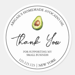 Simple Homemade Avocado Oil Thank You Label