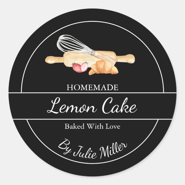Simple Homemade Baking Label Black (Front)