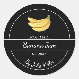 Simple Homemade Banana Jam Label Black