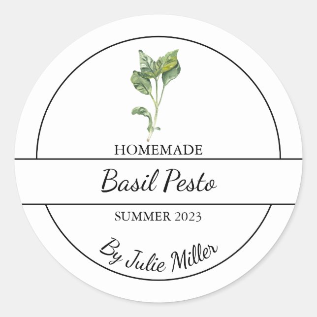 Simple Homemade Basil Pesto Label (Front)