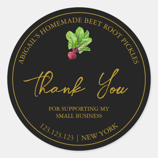Simple Homemade Beet Root Pickle Thank You Label (Front)