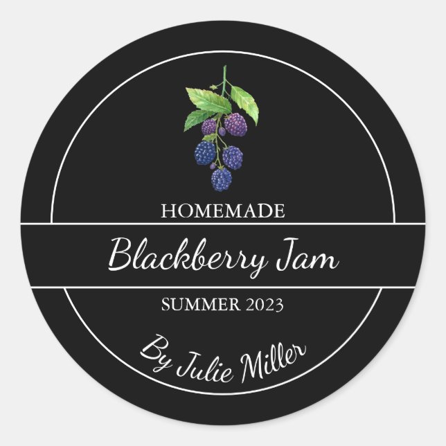Simple Homemade Blackberry Jam Label (Front)
