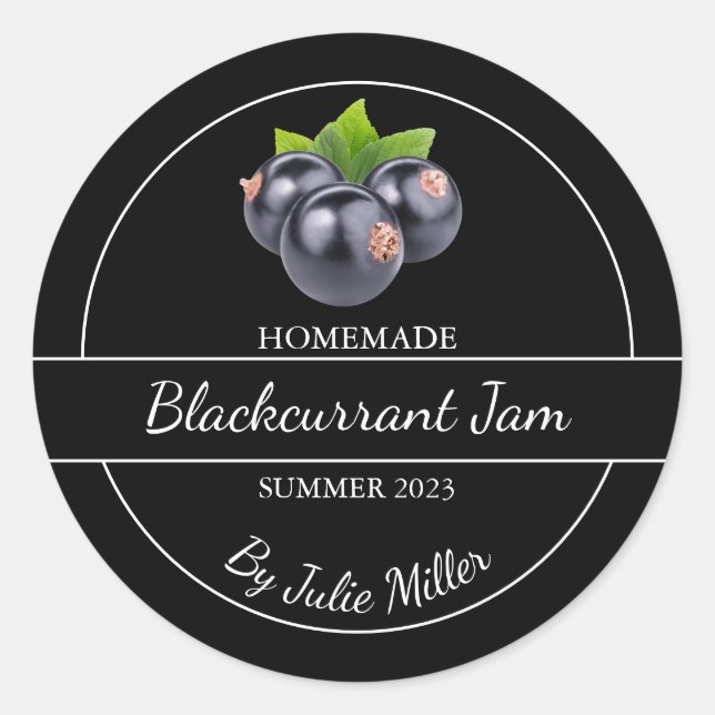 Simple Homemade Blackcurrant Jam Label (Front)