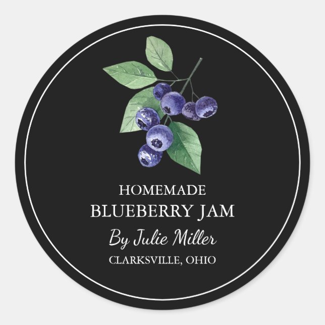 Simple Homemade Blueberry Jam Label (Front)