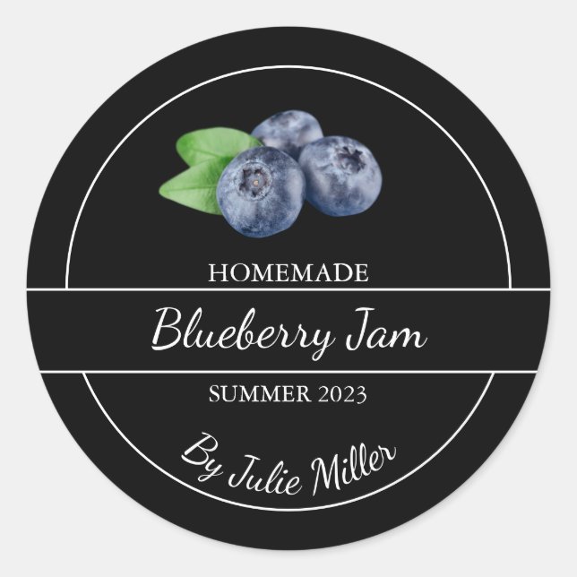 Simple Homemade Blueberry Jam Label (Front)