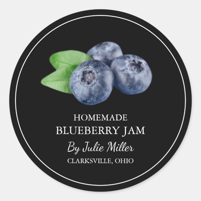 Simple Homemade Blueberry Jam Label (Front)