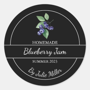 Simple Homemade Blueberry Jam Label Black