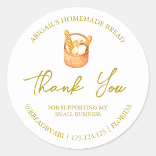 Simple Homemade Bread Thank You Label