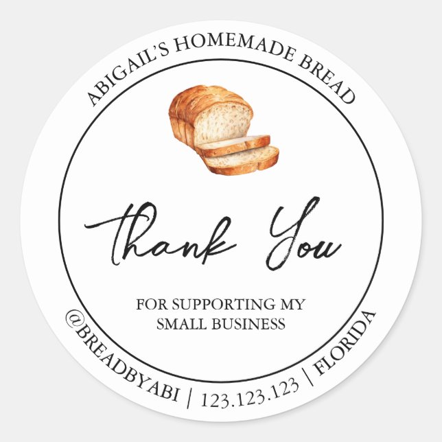 Simple Homemade Bread Thank You Label (Front)