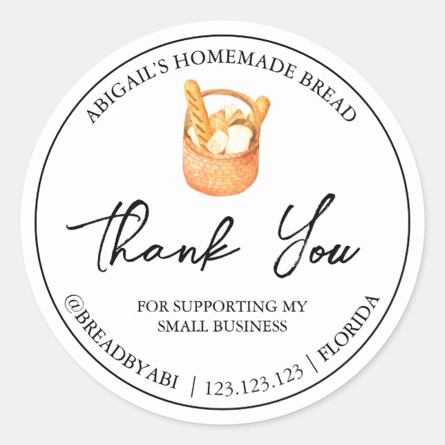 Simple Homemade Bread Thank You Label (Front)