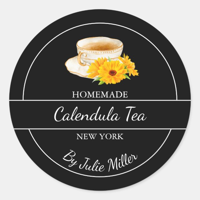 Simple Homemade Calendula Tea Label (Front)