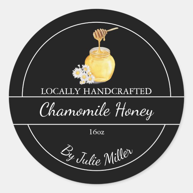 Simple Homemade Chamomile infused Honey Label (Front)