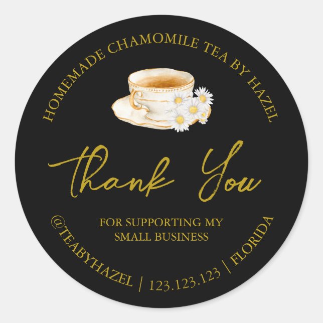 Simple Homemade Chamomile Tea Thank You Label (Front)