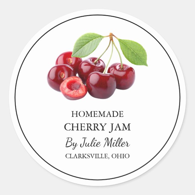Simple Homemade Cherry Jam Label (Front)