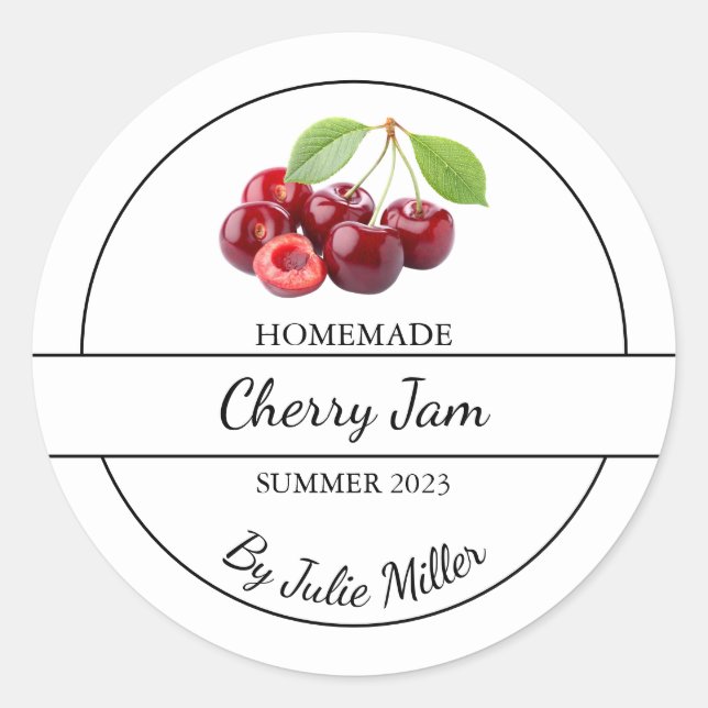 Simple Homemade Cherry Jam Label (Front)