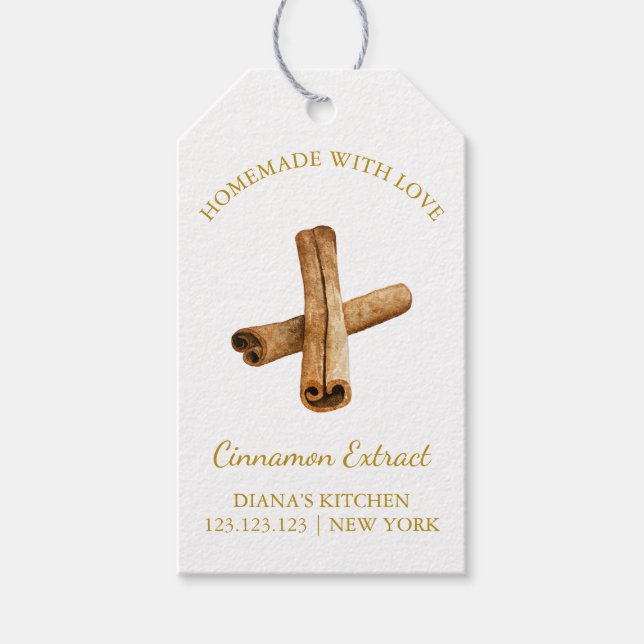 Simple Homemade Cinnamon Extract Hang Tag l White (Front)