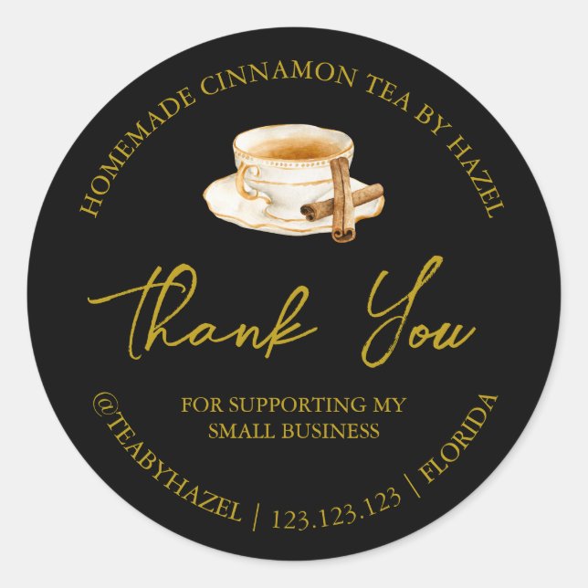 Simple Homemade Cinnamon Tea Thank You Label (Front)