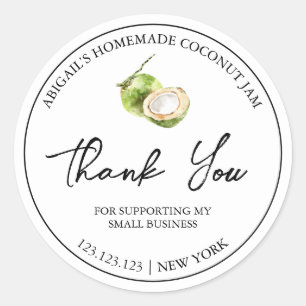 Simple Homemade Coconut Jam Thank You Label