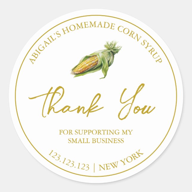 Simple Homemade Corn Syrup Thank You Label (Front)