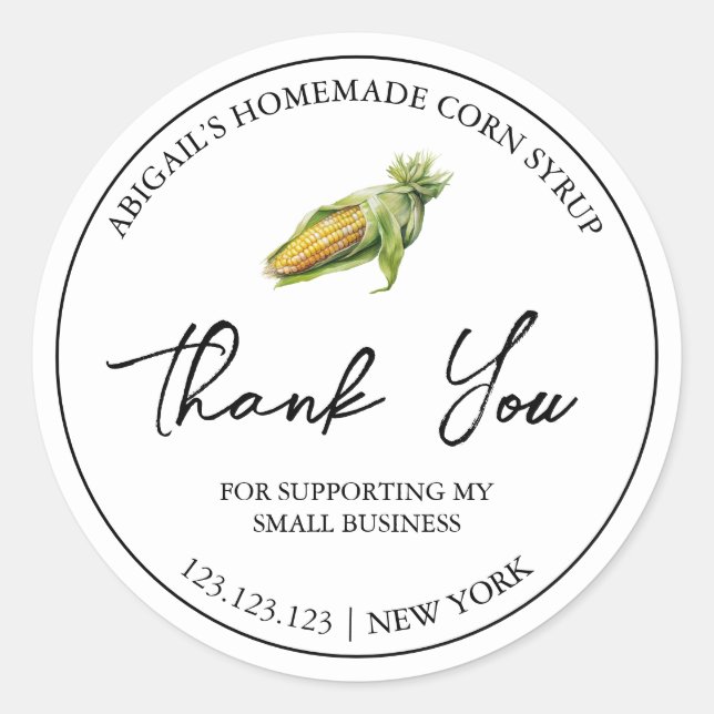 Simple Homemade Corn Syrup Thank You Label (Front)