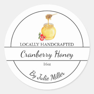Simple Homemade Cranberry infused Honey Label