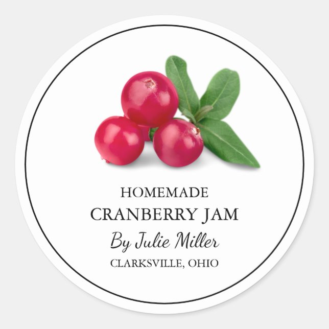Simple Homemade Cranberry Jam Label (Front)