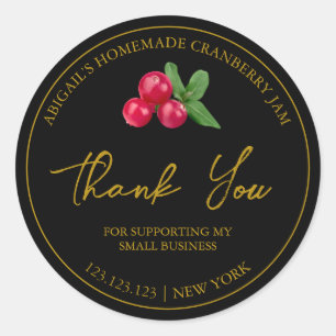 Simple Homemade Cranberry Jam Thank You Label