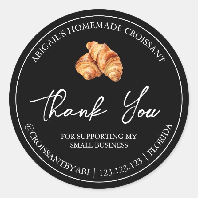 Simple Homemade Croissant Thank You Label (Front)