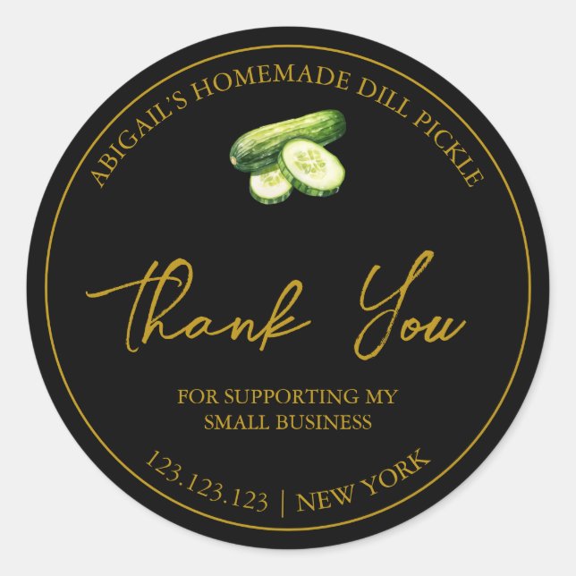 Simple Homemade Cucumber Pickle Thank You Label (Front)
