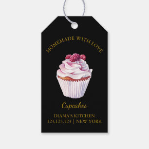 Simple Homemade Cupcake Dessert Hang Tag Black