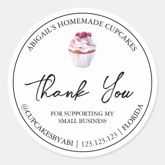 Simple Homemade Cupcake Thank You Label (Front)