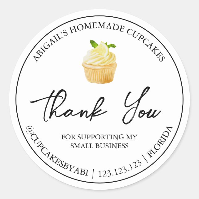 Simple Homemade Cupcake Thank You Label (Front)